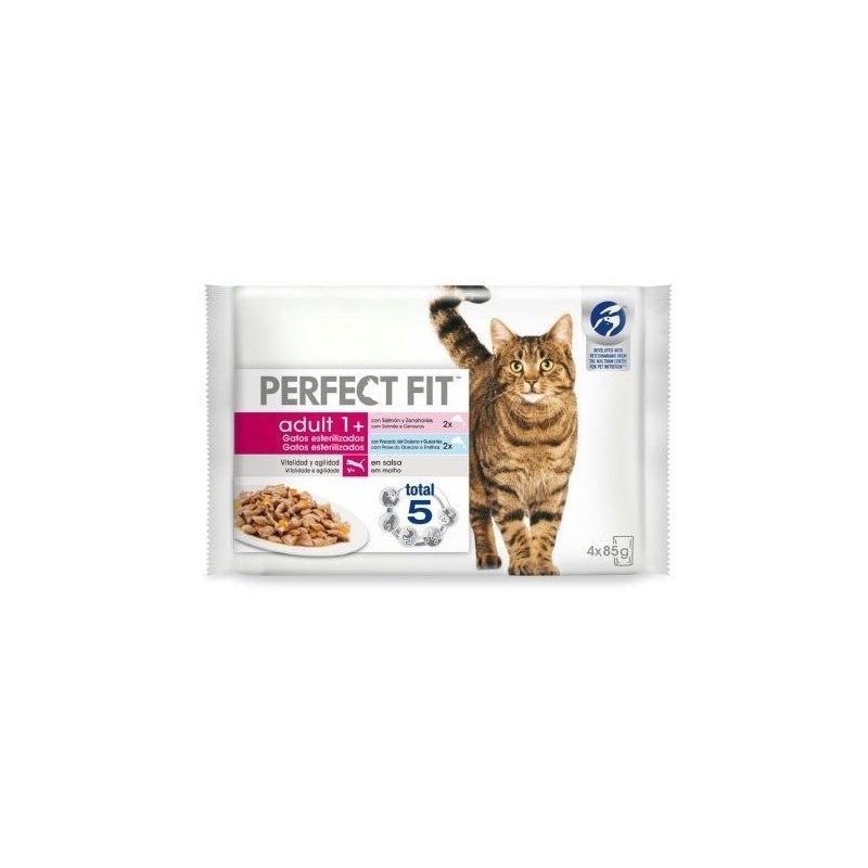 Perfeito Fit Pack 4 Pouch Fish para gatos esterilizados