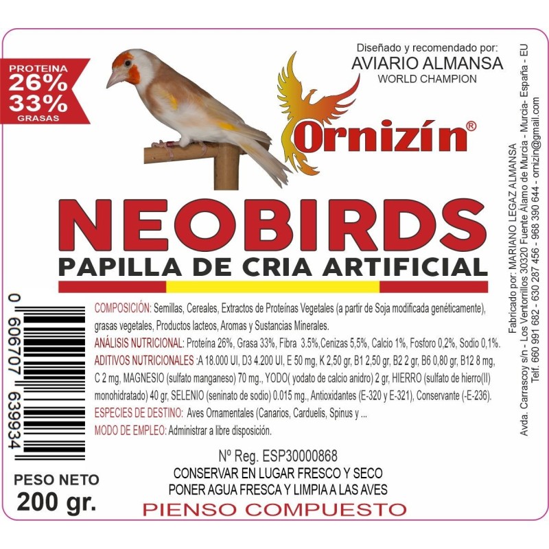 Papilla Neobirds 200 Gr Ornizín