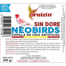 Papilla Neobirds para Cría Artificial sin Dore 200 Gr Ornizín