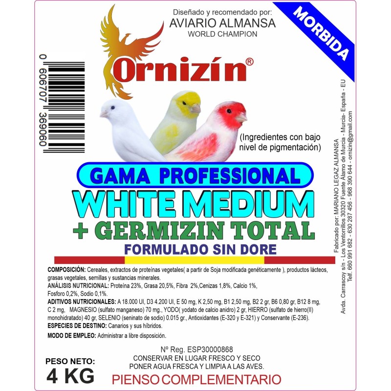 Pasta Profissional Branco Médio + Germizín 4 Kg Ornizín
