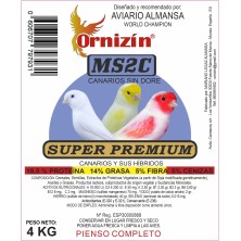 Pienso Superpremium MS2C Canarios Sin Dore Cría 4 Kg Ornizín