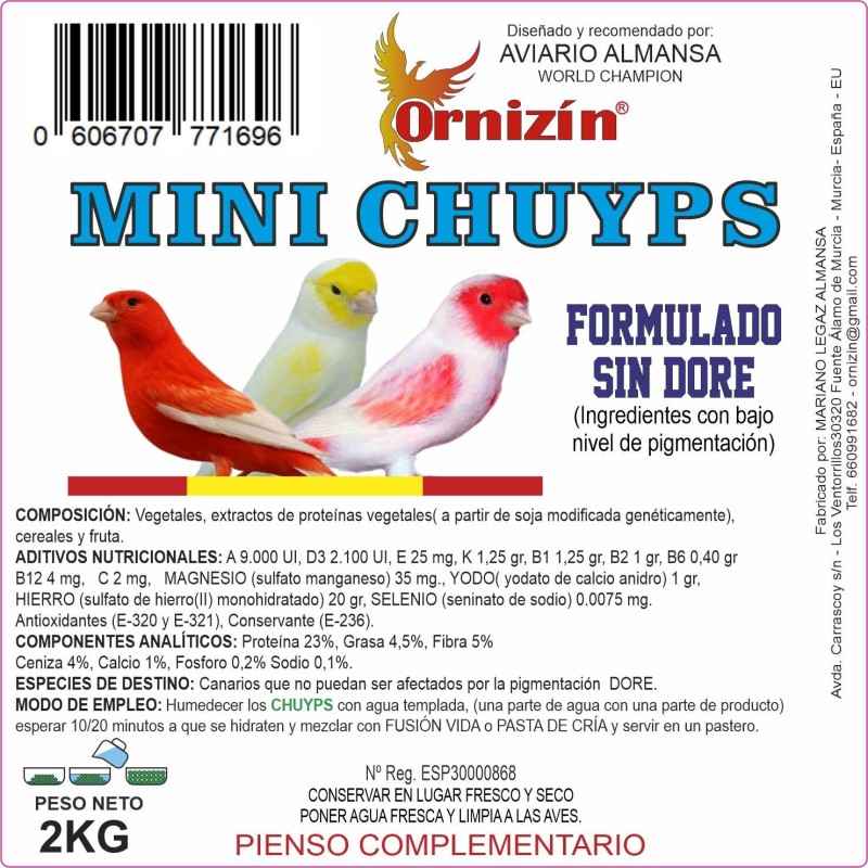 Mini Chuyps Naturales Sin Dore 2 Kg Ornizín