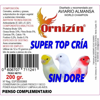 Super Top Cría Sin Dore 200 Gr Ornizín