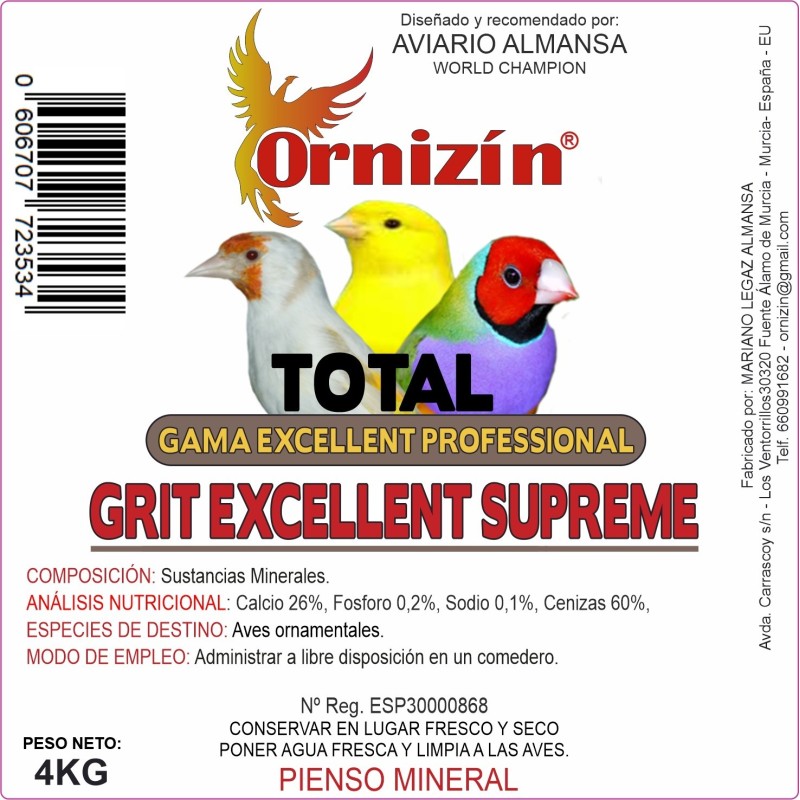 Grit Excellent con Carbón 4 Kg Ornizín