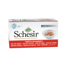 Schesir Cat Latas Gelatina Atún con Gambas 6x50 Gr