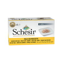 Schesir Dog Filetes de Pollo con Jamón 4x85 Gr en Gelatina