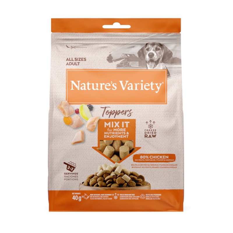 Variedade da Natureza Toppers Frango Liofilizado para cães