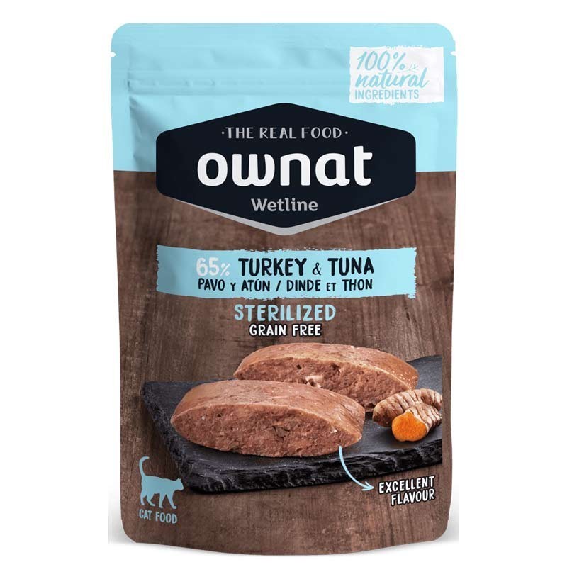 Ownat Pavo y Atún Esterilizado Pouch para Gatos 85 Gr