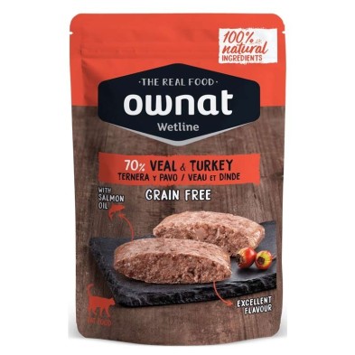 Ownat Ternera y Pavo Pouch para Gatos 85 Gr