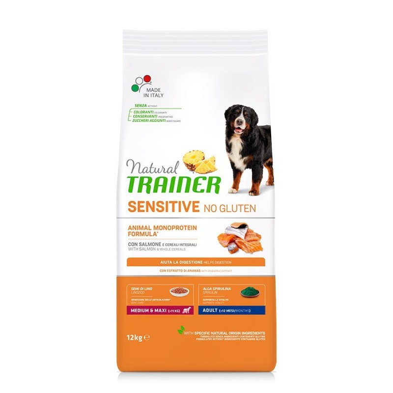 Natural Trainer Sensitive No Gluten Adult Medium & Maxi con Salmón 12 Kg