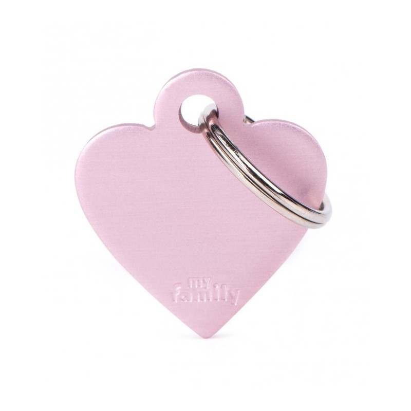 Placa de identificação personalizada em formato de coração de alumínio rosa