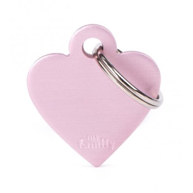 Placa Identificativa Personalizada Corazón Aluminio Rosa