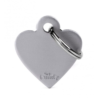 Placa Identificativa Personalizada Corazón Aluminio Gris